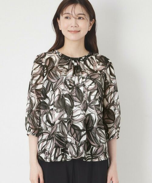 CORDIER / コルディア シャツ・ブラウス | 【M～4Lサイズ／洗える／セットアップ】グレースリーフプリントブラウス | 詳細1