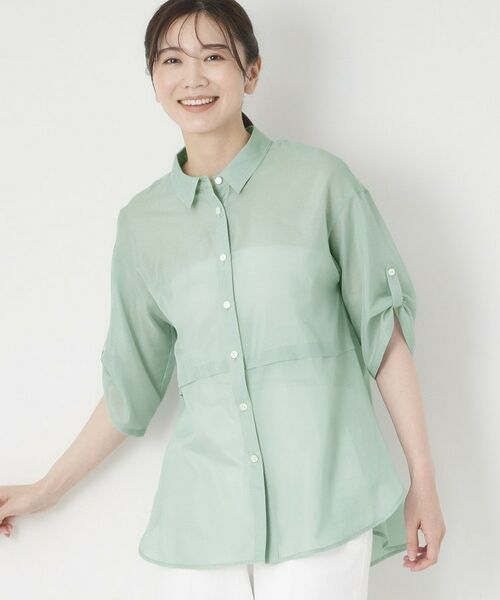 CORDIER / コルディア シャツ・ブラウス | 【M～4Lサイズ／洗える】ブライトローン艶オーバーブラウス | 詳細8