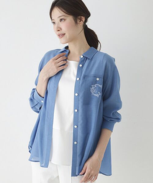 CORDIER / コルディア シャツ・ブラウス | 【洗える】一枚着も羽織りもお任せ クリアカラーシアーシャツ（ブルー(092)）