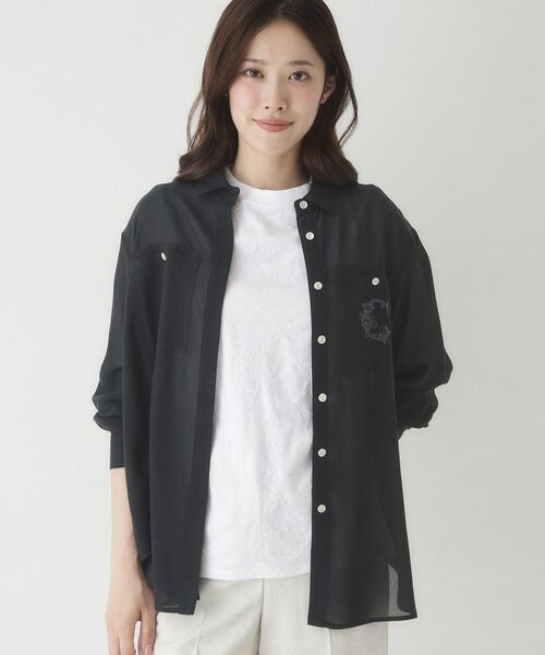 CORDIER / コルディア シャツ・ブラウス | 【洗える】一枚着も羽織りもお任せ クリアカラーシアーシャツ（ネイビー(095)）