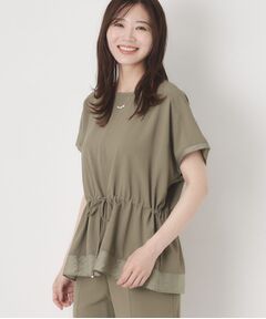CORDIER / コルディア カットソー | 【接触冷感／M～3Lサイズ／セットアップ／2WAYストレッチ／洗える】ドロストデザインジョーゼットプルオーバー