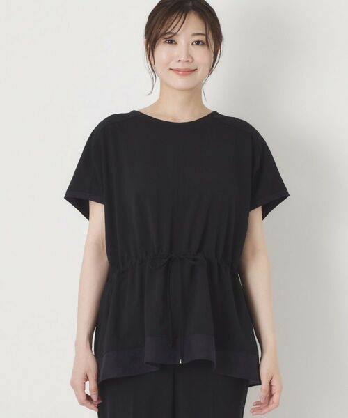 CORDIER / コルディア カットソー | 【接触冷感／M～3Lサイズ／セットアップ／2WAYストレッチ／洗える】ドロストデザインジョーゼットプルオーバー | 詳細1