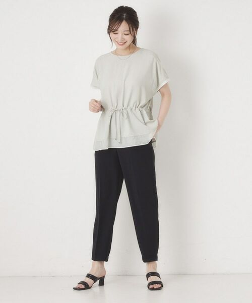 CORDIER / コルディア カットソー | 【接触冷感／M～3Lサイズ／セットアップ／2WAYストレッチ／洗える】ドロストデザインジョーゼットプルオーバー | 詳細14