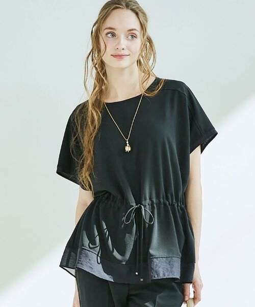 CORDIER / コルディア カットソー | 【接触冷感／M～3Lサイズ／セットアップ／2WAYストレッチ／洗える】ドロストデザインジョーゼットプルオーバー | 詳細21
