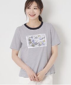 CORDIER / コルディア Tシャツ | 【M～3Lサイズ】パッチワークデザインボーダーTシャツ