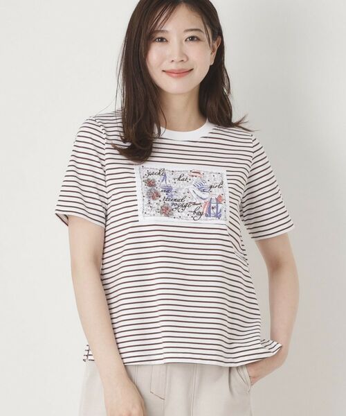 CORDIER / コルディア Tシャツ | 【M～3Lサイズ】パッチワークデザインボーダーTシャツ | 詳細11