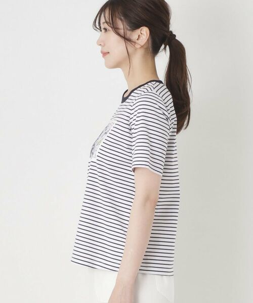 CORDIER / コルディア Tシャツ | 【M～3Lサイズ】パッチワークデザインボーダーTシャツ | 詳細2