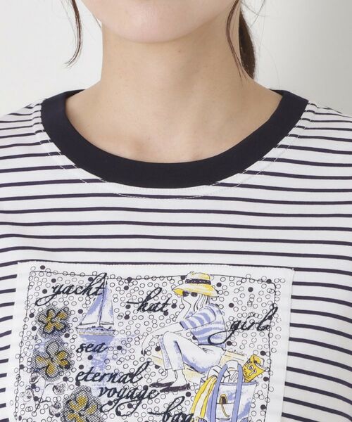 CORDIER / コルディア Tシャツ | 【M～3Lサイズ】パッチワークデザインボーダーTシャツ | 詳細4