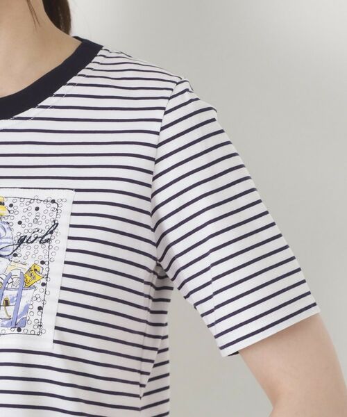 CORDIER / コルディア Tシャツ | 【M～3Lサイズ】パッチワークデザインボーダーTシャツ | 詳細5