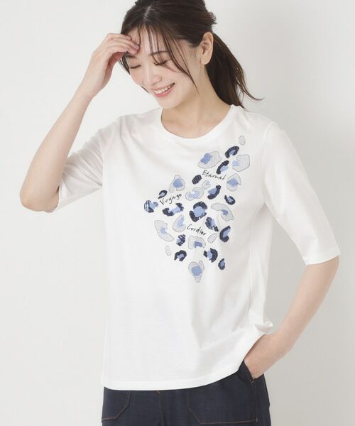 CORDIER / コルディア Tシャツ | アニマルテイスト刺繍&スパンコールデザインTシャツ | 詳細15