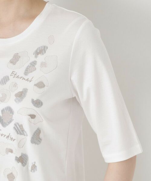 CORDIER / コルディア Tシャツ | アニマルテイスト刺繍&スパンコールデザインTシャツ | 詳細5