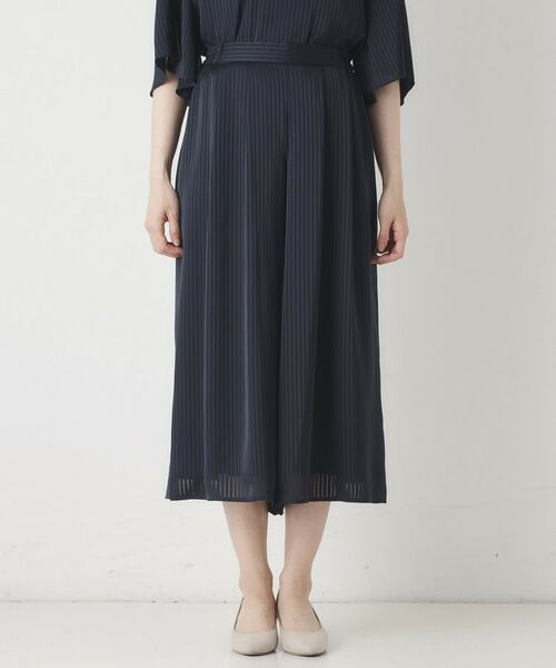 CORDIER / コルディア ショート・ハーフ・半端丈パンツ | 【セットアップ可】夏のお出かけ服 シアーストライプガウチョパンツ | 詳細1