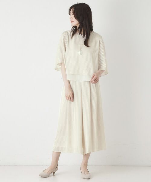 CORDIER / コルディア ショート・ハーフ・半端丈パンツ | 【セットアップ可】夏のお出かけ服 シアーストライプガウチョパンツ | 詳細13