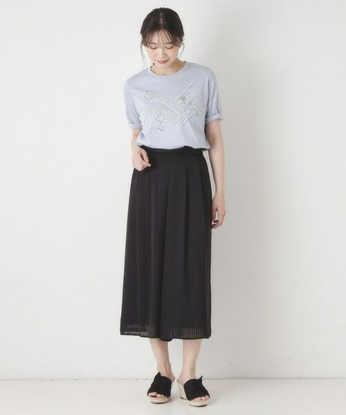 CORDIER / コルディア ショート・ハーフ・半端丈パンツ | 【セットアップ可】夏のお出かけ服 シアーストライプガウチョパンツ | 詳細8