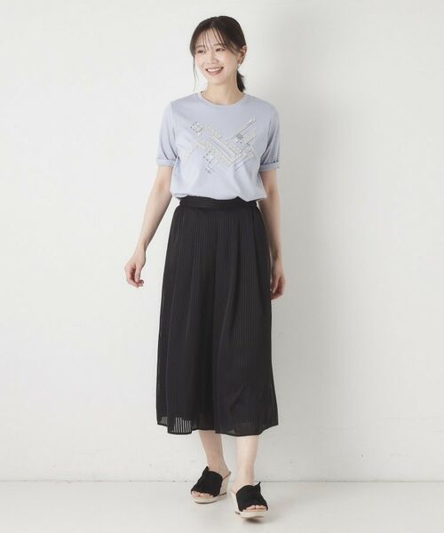 CORDIER / コルディア ショート・ハーフ・半端丈パンツ | 【セットアップ可】夏のお出かけ服 シアーストライプガウチョパンツ | 詳細9