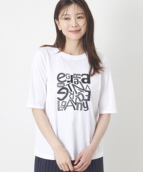 CORDIER / コルディア カットソー | 【M~4Lサイズ/接触冷感】クリアジャージ5分袖Tシャツ(ホワイト(001))