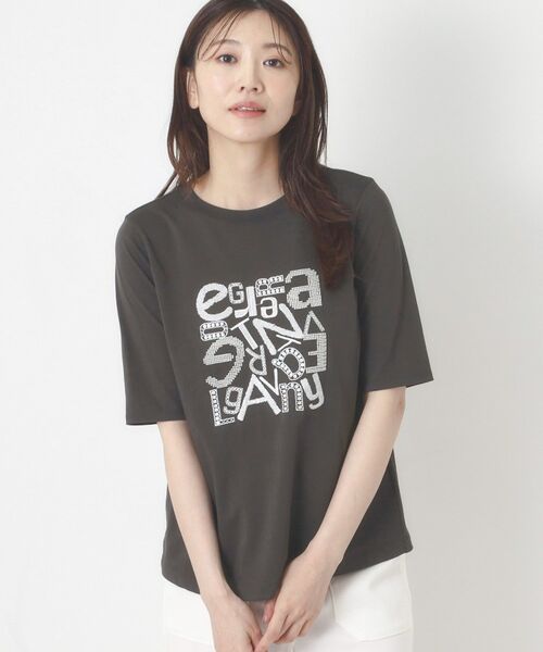 CORDIER / コルディア カットソー | 【M~4Lサイズ/接触冷感】クリアジャージ5分袖Tシャツ(スミクロ(018))