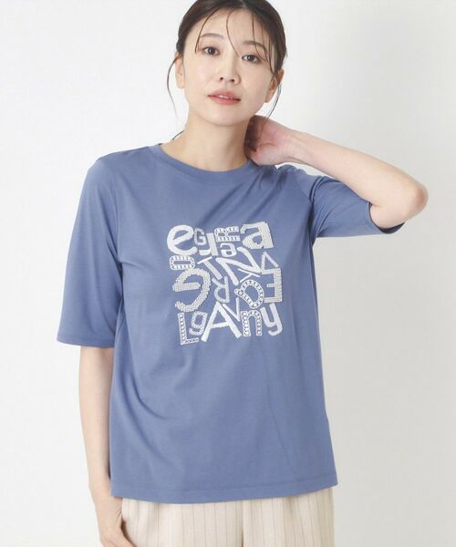 CORDIER / コルディア カットソー | 【M~4Lサイズ/接触冷感】クリアジャージ5分袖Tシャツ(ブルー(092))
