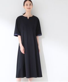 CORDIER / コルディア ロング・マキシ丈ワンピース | 【接触冷感】袖口アクセント フレアジャージワンピース