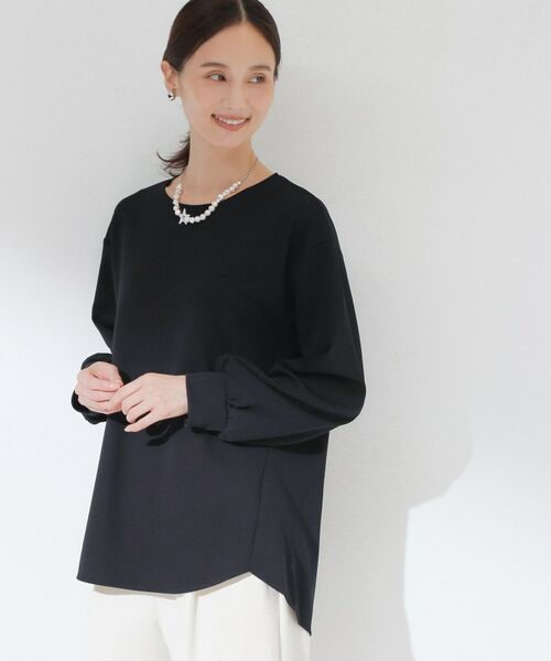 CORDIER / コルディア カットソー | 【M~3Lサイズ/洗える/ストレッチ】スポンディッシュ上品プルオーバージャージ(ネイビー(094))