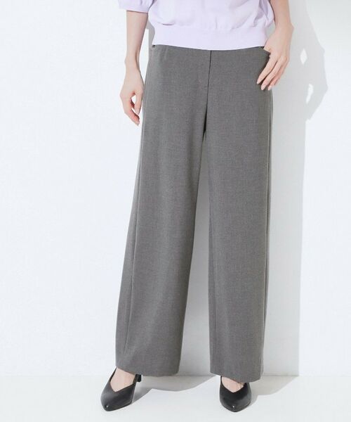 CORDIER / コルディア パンツ | 【M~4Lサイズ/ストレッチ/洗える】大人の身体をキレイ見せ/進化系ワイドパンツ(チャコールグレー(014))