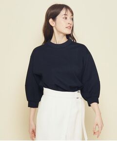【洗える／日本製／袖デザイン／伸縮性】着心地よく、女性らしいデザインのプルオーバージャージ