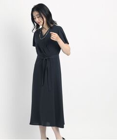 【洗える／日本製／清涼感】夏におすすめ！女性らしいカシュクール風デザインワンピース