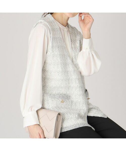 COUP DE CHANCE / クードシャンス ベスト | 【洗える】ツイード柄ニットジレ | 詳細17