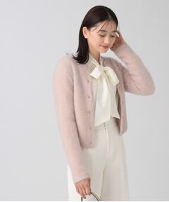 【リッチな毛足／フォックス混／カシミヤ混】ふわふわの拘り素材！上品で華やかなショート丈カーディガン