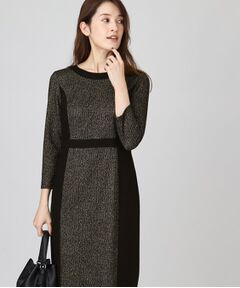 COUP DE CHANCE / クードシャンス ミニ丈・ひざ丈ワンピース | 【日本製／美シルエット／伸縮性】スタイルアップ効果！ラメ入ジャカード素材が華やかなIラインワンピース