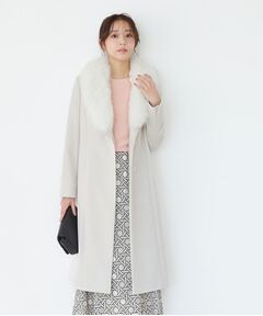 COUP DE CHANCE / クードシャンス その他アウター | 【日本製／フォックスファー／カシミヤ混】ファー付ウールコート