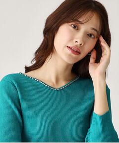 COUP DE CHANCE / クードシャンス ニット・セーター | 【洗える】ビジューリブニットトップス