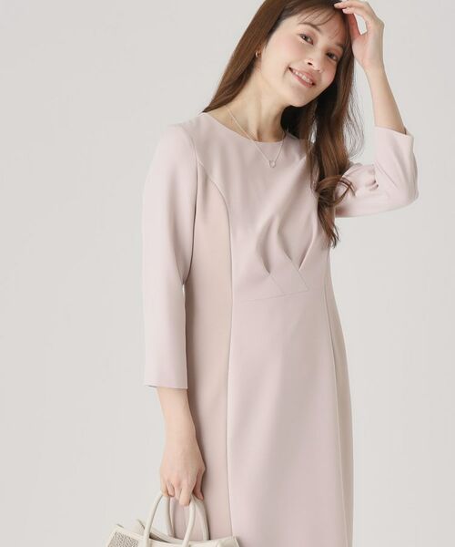 COUP DE CHANCE / クードシャンス ミニ丈・ひざ丈ワンピース | 【洗える/日本製】配色使いワンピース(ライトピンク(570))