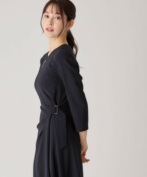 COUP DE CHANCE / クードシャンス ミニ丈・ひざ丈ワンピース | 【日本製】ラップ風デザインワンピース(ネイビー(094))