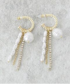 COUP DE CHANCE / クードシャンス ピアス・イヤリング | パール＆グリッターのフリンジピアス