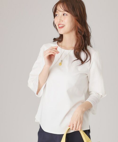 COUP DE CHANCE / クードシャンス シャツ・ブラウス | 【洗える/日本製/きれいめジャージ素材】レース使いプルオーバー | 詳細1