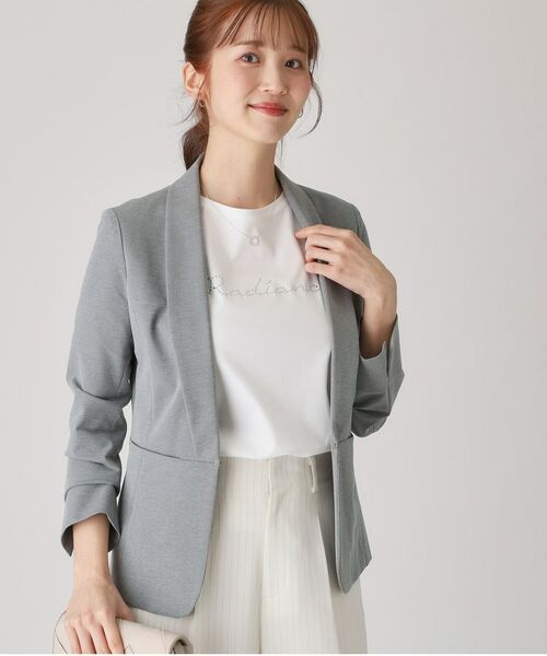COUP DE CHANCE / クードシャンス ノーカラージャケット | 【洗える/日本製】ショールカラージャケット(グレー(612))