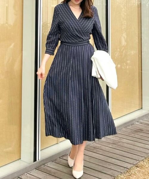COUP DE CHANCE / クードシャンス ロング・マキシ丈ワンピース | 【洗える】ストライプ柄 カシュクールワンピース | 詳細11