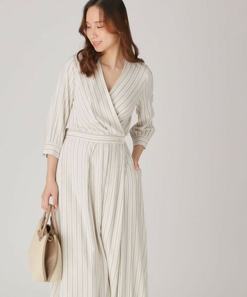COUP DE CHANCE / クードシャンス ロング・マキシ丈ワンピース | 【洗える】ストライプ柄 カシュクールワンピース | 詳細13