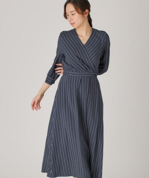 COUP DE CHANCE / クードシャンス ロング・マキシ丈ワンピース | 【洗える】ストライプ柄 カシュクールワンピース | 詳細15