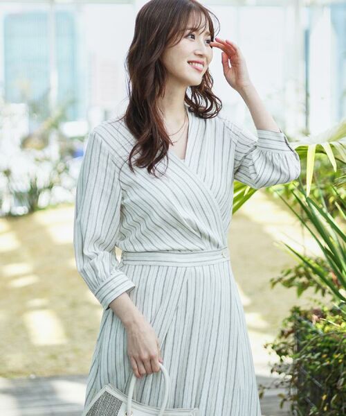 COUP DE CHANCE / クードシャンス ロング・マキシ丈ワンピース | 【洗える】ストライプ柄 カシュクールワンピース | 詳細5