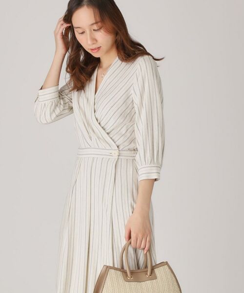 COUP DE CHANCE / クードシャンス ロング・マキシ丈ワンピース | 【洗える】ストライプ柄 カシュクールワンピース | 詳細6