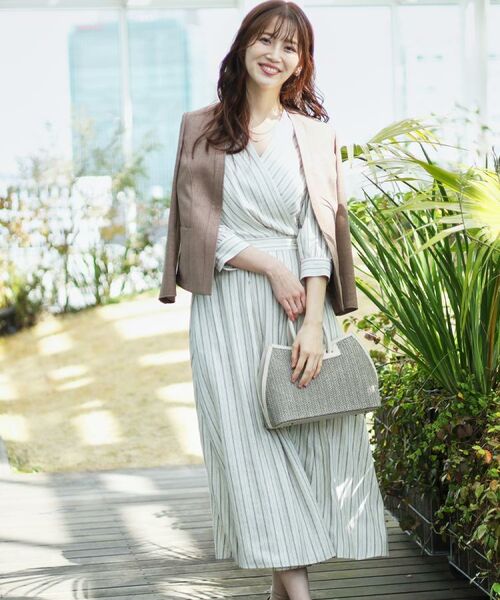 COUP DE CHANCE / クードシャンス ロング・マキシ丈ワンピース | 【洗える】ストライプ柄 カシュクールワンピース | 詳細7