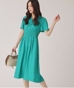 COUP DE CHANCE / クードシャンス ミニ丈・ひざ丈ワンピース | 【洗える／裏なし】ゴムシャーリングデザインのワンピース