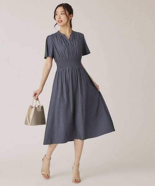 COUP DE CHANCE / クードシャンス ミニ丈・ひざ丈ワンピース | 【洗える/裏なし】ゴムシャーリングデザインのワンピース | 詳細5