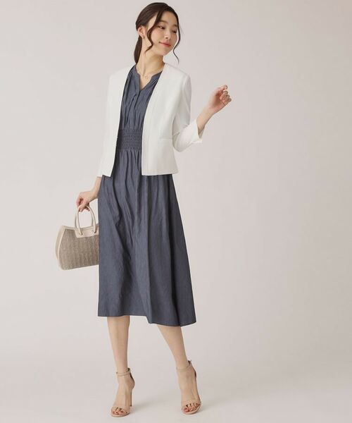 COUP DE CHANCE / クードシャンス ミニ丈・ひざ丈ワンピース | 【洗える/裏なし】ゴムシャーリングデザインのワンピース | 詳細7