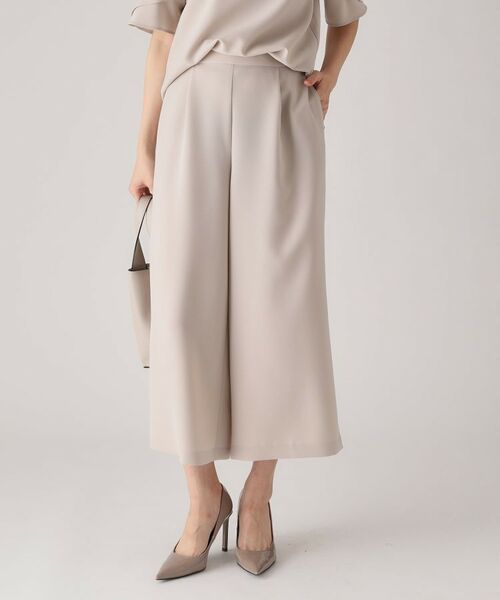 COUP DE CHANCE / クードシャンス ショート・ハーフ・半端丈パンツ | 【洗える/ウエストゴム】ストレートワイドパンツ(ベージュ(052))