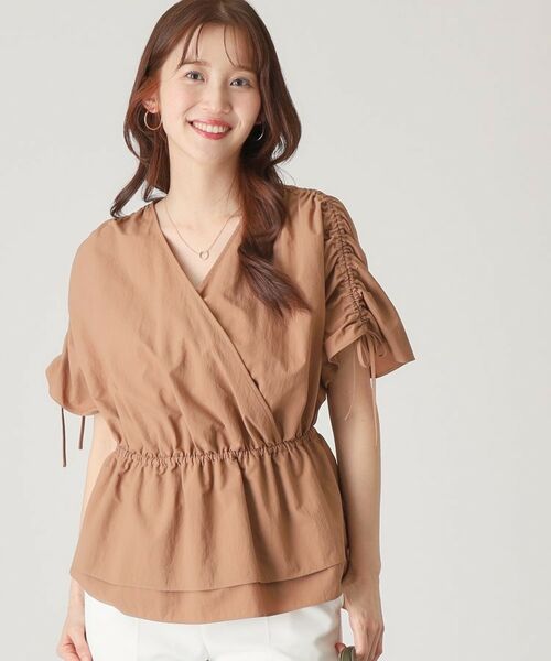 COUP DE CHANCE / クードシャンス シャツ・ブラウス | 【洗える/日本製】カシュクールタイプのギャザーブラウス(キャメルブラウン(041))