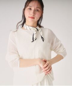 美品【クードシャンス】アンゴラ混ジルコン装飾 スクエアネック長袖ニットセーター アンゴラ混／ヒップ丈／日本製】ニットプルオーバー（ニット