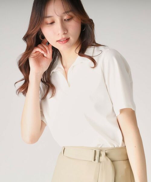 COUP DE CHANCE / クードシャンス カットソー | 【洗える/日本製】スキッパーカットソー(ホワイト(001))